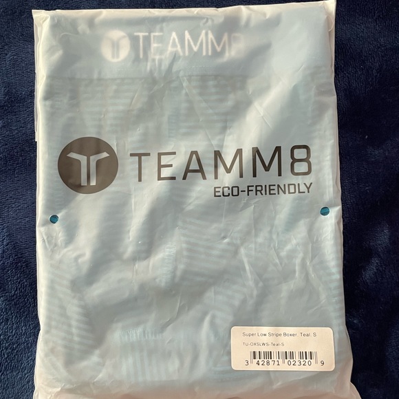 Mens Small NWT TEAMM8 Teal Super Low Stripe Boxer Brief - Picture 7 of 9